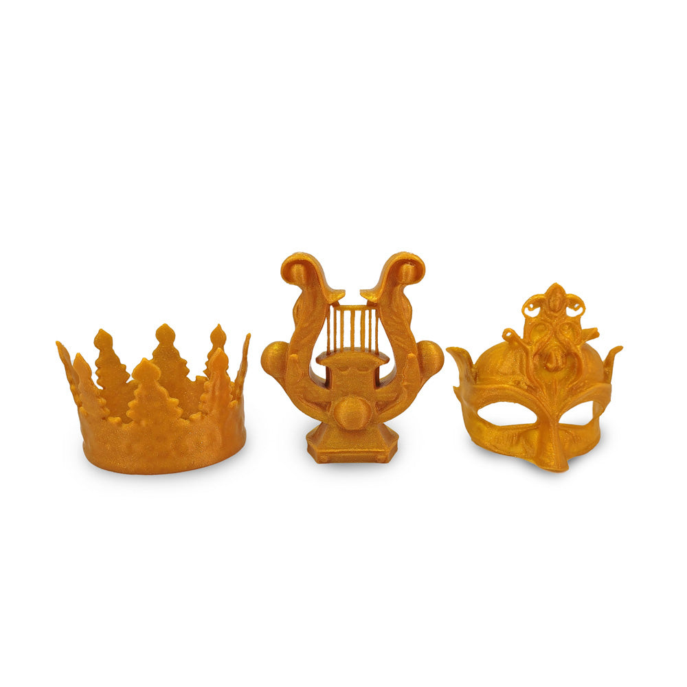 Gold Fantasy Shelf Decor Set – Crown, Harp & Mask